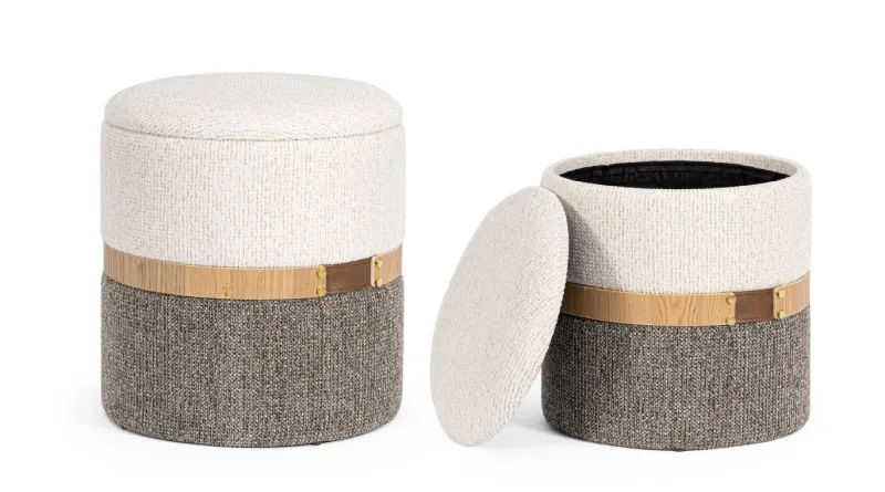 New Bizzotto SET2 POUF CONTENITORE TANYA BIA-GRIGIO