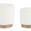 New Bizzotto SET2 POUF CONTENITORE ZOYA BIANCO TEDDY