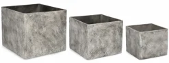 Outlet Bizzotto SET3 P.VASO MEILI QUADRATO ALTO GRIGIO