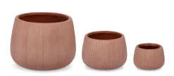 Discount Bizzotto SET3 P.VASO RIBBED BOMB TERRACOTTA ALTO
