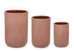 Clearance Bizzotto SET3 P.VASO RIBBED TO TERRACOTTA