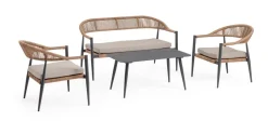 Clearance Bizzotto SET4 SALOTTO C-C JANDIA ANTRACIT/NATURAL