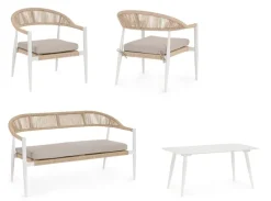 Clearance Bizzotto SET4 SALOTTO C-C JANDIA BIANCO/BEIGE