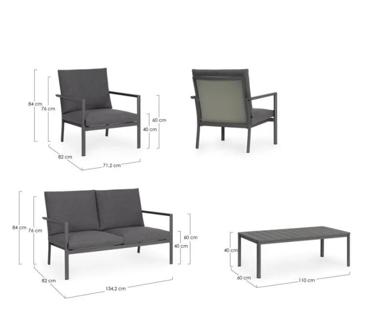 Hot Bizzotto SET4 SALOTTO C-C KONNOR ANTRACITE CX23