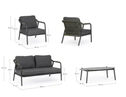 New Bizzotto SET4 SALOTTO C-C MIRAVET ANT/VERDE