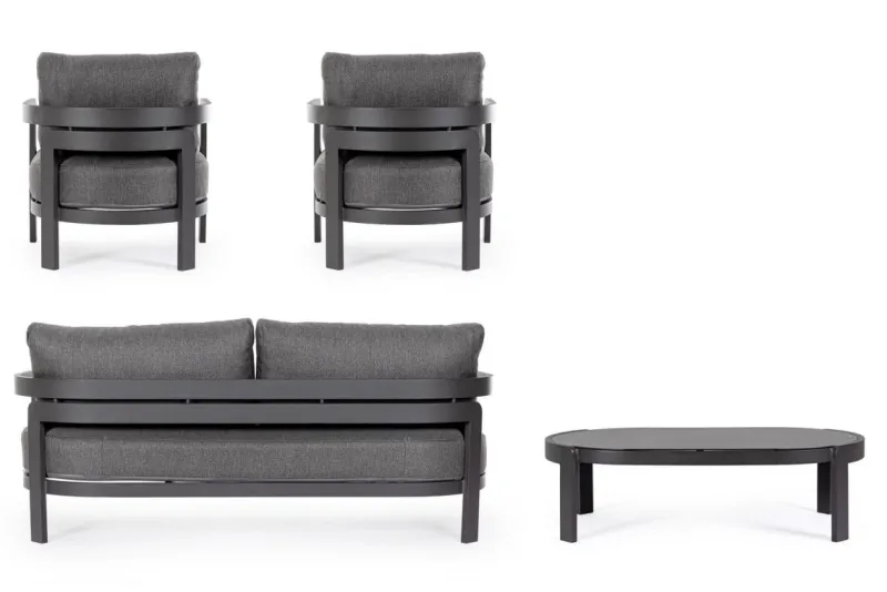 Best Bizzotto SET4 SALOTTO IN CORDA PER ESTERNO ANTRACITE WG21 - PRESLEY