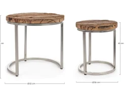 Clearance Bizzotto SET2 TAVOLINI ALTI IN LEGNO RICICLATO - RAFTER