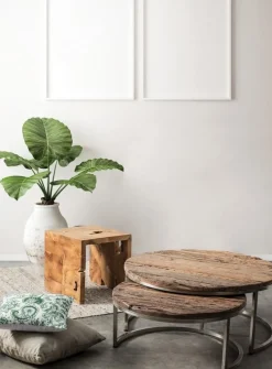 Best Bizzotto SET2 TAVOLINI BASSI IN LEGNO RICICLATO - RAFTER