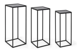 New Bizzotto SET3 TAVOLINI IN ACCIAIO NERO - NUCLEOS