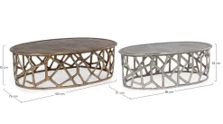 Clearance Bizzotto SET2 TAVOLINI IN ALLUMINIO - ZAHID