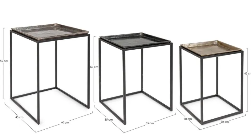 Online Bizzotto SET3 TAVOLINI IN ALLUMINIO X28 - AMIRA