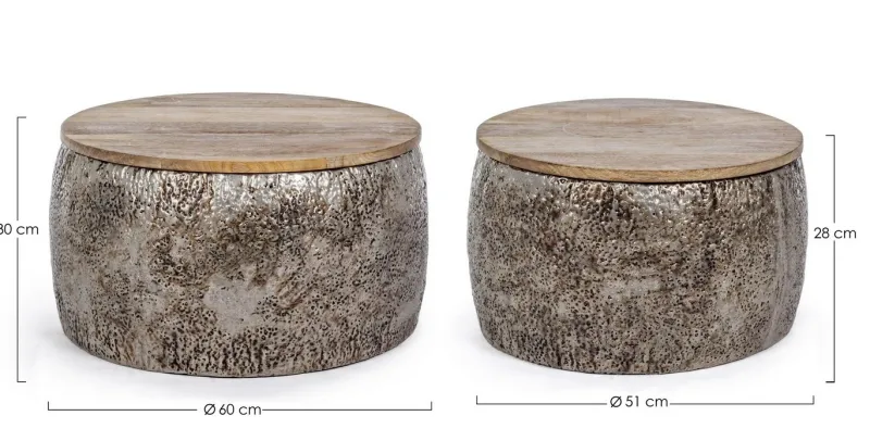 Clearance Bizzotto SET2 TAVOLINI IN METALLO - KALINDI