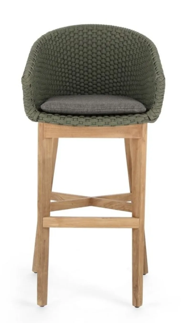 Bizzotto SGABELLO BAR IN CORDA PER ESTERNO VERDE - COACHELLA