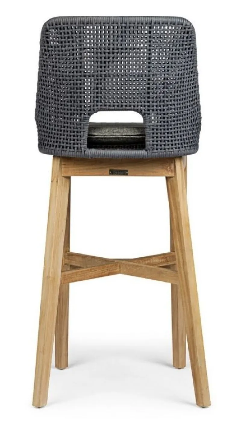 New Bizzotto SGABELLO BAR IN CORDA PER ESTERNO COLOR ARDESIA - HESPERIA