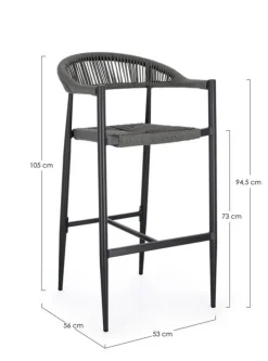 Online Bizzotto SGABELLO BAR JANDIA ANTRACITE/GRIGIO