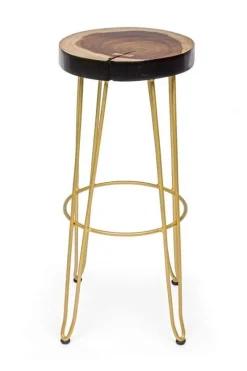 New Bizzotto SGABELLO IN LEGNO COLOR ORO - RAKEL