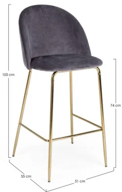 Sale Bizzotto SGABELLO IN VELLUTO GRIGIO SCURO - CARRY