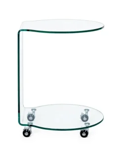 Bizzotto TAVOLINO CON RUOTE ROTONDO IN VETRO - IRIDE