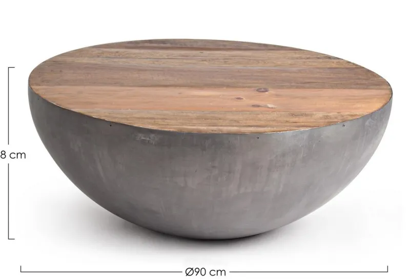 Clearance Bizzotto TAVOLINO IN LEGNO RICICLATO GRIGIO D90 - LANCASTER