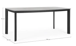 Outlet Bizzotto TAVOLO ALCORA 180X90 ANTRACITE