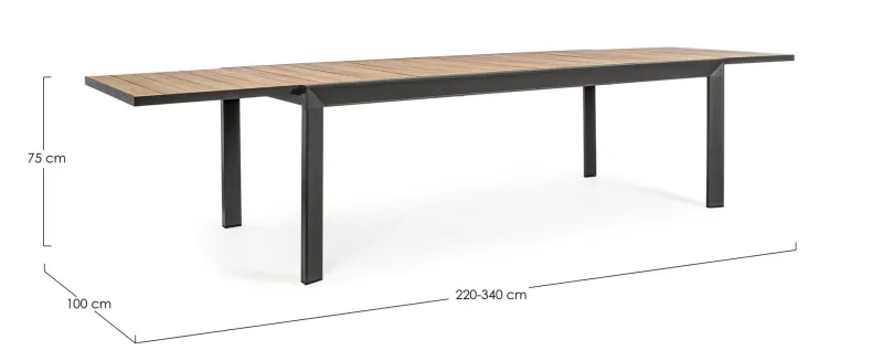 Discount Bizzotto TAVOLO IN ALLUMINIO 220-340X100 ANTRACITE YK13 - BELMAR