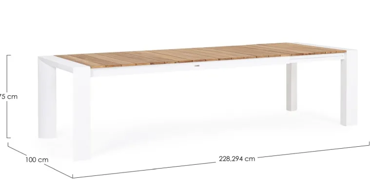 Bizzotto TAVOLO IN ALLUMINIO 228-294X100 BIANCO GK50 - CAMERON