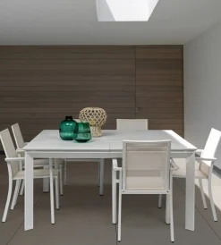 Best Bizzotto TAVOLO IN ALLUMINIO 110/160X160 BIANCO CX21 - KONNOR