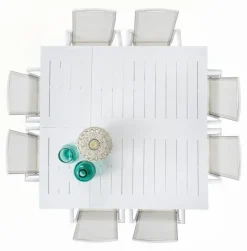 Best Bizzotto TAVOLO IN ALLUMINIO 110/160X160 BIANCO CX21 - KONNOR