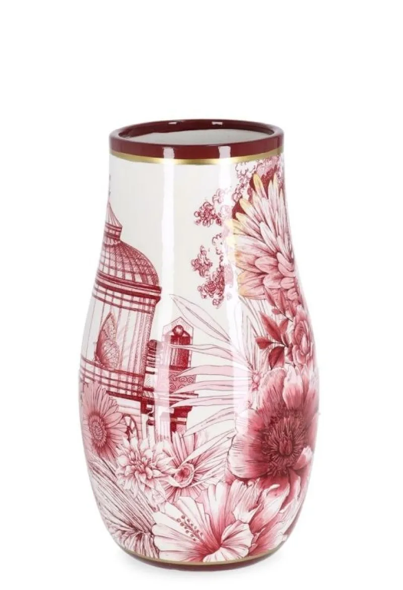 Outlet Bizzotto VASO ZHEN BOMB ROSSO BIANCO ORO H26